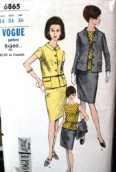 6865 SPECIAL VOG 60S SUIT JACKETS,SHELL TOP,SKIRT PATTERN 14 34